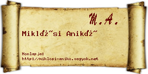 Miklósi Anikó névjegykártya