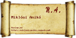 Miklósi Anikó névjegykártya